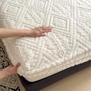 TEMU 고급스러운 유럽 스타일 자카드 태페타 침대 시트 - 따뜻하고 미끄럼 방지 기능, 가을 및 겨울에 적합 | 깊은 포켓 디자인 | 침실 및 게스트 룸에 적합 | 폴리에스터 소재, 세탁기 사용 가능 - (베개 커버는 포함되지 않음)|이불