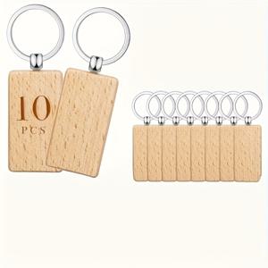 TEMU 20/10개 천연 미완성 나무 키체인 템플릿 | 레이저 각인 직사각형 키링, 선물 및 장식에 적합, 아프리카트 색상