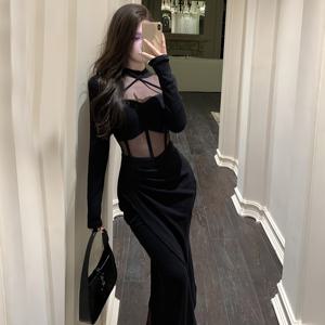 TEMU 여성을 위한 섹시하고 압도적인 드레스의 새로운 봄/가을 컬렉션. 핏이 잘 맞고, 분할 및 메쉬 스플라이싱이 특징입니다.