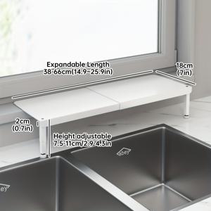 TEMU 1개 주방 창문 벽받이 확장대 선반, 공간 최대화, 높이 조절 및 길이 확장 가능 보관 프레임 (볼, 접시 보관용), 넓히고 확장하는 리모델링 도구, 비식품 접촉