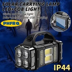 TEMU PHFRQ 솔라 LED 손전등 - COB 사이드 라이트 & USB 충전식, IP44, 듀얼 광원 (태양광/USB), USB 케이블 포함, 휴대용 야외 캠핑 조명, 비상 상황, , 헤비듀티 핸드헬드 토치