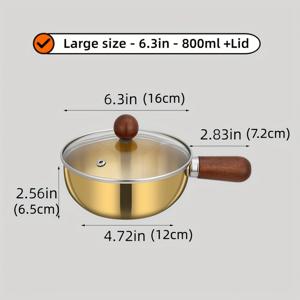 TEMU 1개 미니 일본식 냄비 (뚜껑 포함) - 인덕션 호환 소형 소스팬, 내부 코팅 & 균일한 조리, 기숙사/캠핑카/사무실/주방용 컴팩트 - 수프, 소스, 파스타, 라면, 오트밀, 우유에 적합 - 430 스테인리스 스틸 쉬운 세척 조리기구
