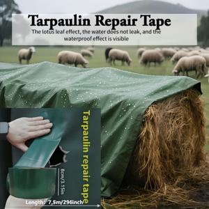 TEMU 튼튼한 와이드 테이프: 기어, RV, 트럭 타프의 빠른 수리를 위한 적합 | 찢김 방지 3.1인치 (약 8cm) × 7.5미터, 녹색 및 파란색