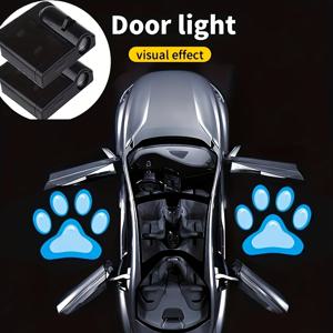 TEMU 차량용 LED 장식 조명 2개 세트, 배터리 구동 도어 로고 프로젝션 조명, 차량 개조용 무선 앰비언트 조명, 간편한 설치, 자동차, SUV 및 트럭에 적합, 배터리 미포함