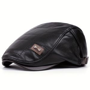 TEMU 두 가지 디자인의 조절 가능한 밀리터리 스타일 캡, 플랫 탑 PU 가죽 소재