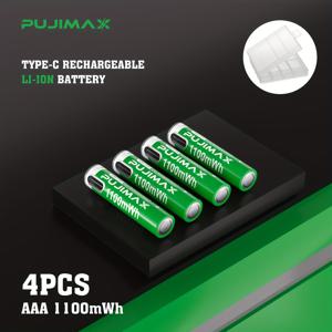 TEMU PUJIMAX AAA 1100mWh 1.5V 충전식 리튬 배터리 | 고출력, 안정적인 전압, USB-C 충전, 키보드, 무선 마우스, 드론, 알람, 초인종에 적합, 무료 충전 케이블 포함|드론