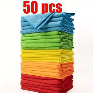 TEMU 다용도 극세사 청소 타월 50개입, 재사용 가능한 청소용 천 - 흡수성, 내구성, 빠른 건조, 주방 및 상업 청소에 적합, 세탁기 사용 가능, 친구를 위한 훌륭한 선물.