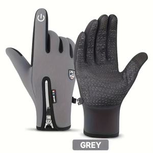 TEMU 겨울용 터치스크린 장갑 - 야외 사이클링, 스키, 라이딩 및 스마트폰 조작에 적합 - 날씨에 강한 민첩성, 지퍼 잠금, 스키, 낚시, 장비용 (손)