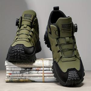 TEMU 남성용 올테레인 하이킹화 - 미끄럼 방지 트랙션, 통기성 PU/그립 밑창, 헤비듀티 미드컬프 앵클, 사계절 산악/트레일/캐주얼 아웃도어 트레킹 부츠 (조절 가능한 버클 클로저)|트레킹화