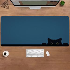 TEMU PC/노트북 호환 게이밍 마우스 패드 - 귀여운 애니메이션 검은 고양이 눈 & 마우스, 미끄럼 방지 고무 베이스, 두꺼운 미끄럼 방지 데스크 컴퓨터용 세탁 가능 - 사무실, e스포츠에 완벽|컴퓨터책상