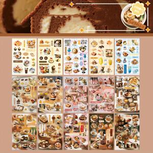 TEMU 2팩/1팩, 빈티지 스타일 스티커북, 스위트 앤 사보이 플래너 컬렉션 시리즈, 일본 인싸 스타일 디저트 플래너 장식, 사진 프레임 앨범 노트북 다이어리 장식 콜라주 스티커, 스탬프 및 스티커