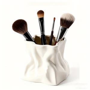 TEMU 유니크한 창의적인 수제 불규칙한 예술적인 메이크업 브러쉬 보관함, 펜 홀더 메이크업 브러쉬 홀더 장식품, 수제 디자인 데스크탑 또는 욕실 화장품, 거실/침실/식탁 장식에 적합|화장대