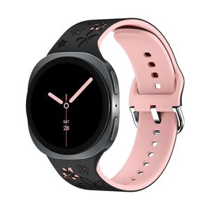 TEMU 삼성 8/8 클래식 호환 밴드 - 부드러운 실리콘 플로럴 각인 손목 스트랩, 투톤 컬러 (다크) - 여성용 클라스프 워치 밴드 40mm/44mm/46mm|손목시계