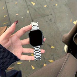 TEMU 애플워치 울트라 2/1/SE 6/5/4, 시리즈 10/9/8/7 호환 스마트 밴드 - 듀얼톤 스테인리스 스트랩, 아이워치 49mm/44mm/42mm/40mm/46mm/38mm 호환 - 내구성 좋고 편안한 애플워치 액세서리