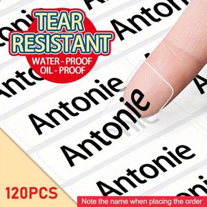 TEMU 120/240/360개 맞춤형 투명 이름표 - 자신만의 텍스트로 커스텀 라벨, 학교 용품, 사무실, 크리스마스 선물, 번호 스티커에 적합 (120/240/360개)