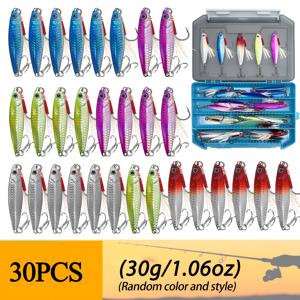 TEMU 30개 더블 훅 메탈 ジグ, 30g/1.06oz, 롱 캐스팅 루어, 메탈 베이트, 슬로우 싱킹 지그