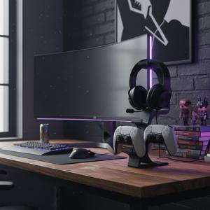 TEMU PS5 및 Xbox 컨트롤러 스탠드 & 헤드폰 랙 - 게임 컨트롤러 2개 및 헤드폰 1개 보관 솔루션. 이 3-In-1 정리함은 내구성이 뛰어난 플라스틱으로 제작되었으며, 5 컨트롤러 및 헤드폰을 위한 공간 절약을 위해 설계되었습니다.