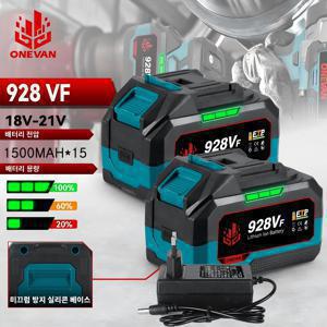 TEMU ONEVAN 21V 대용량 리튬이온 배터리팩 교체용, 가정용 전동공구, 청소용 전동공구에 적용，마키타 시리즈 전동공구 호환, 전력량 표시기 내장, 충전식 배터리, 전동 드릴, 임팩트 렌치, 체인소우, 트리머, 블로워, 잔디깎이, 세차기, 청소기 등 다양한 공구와 호환