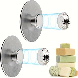 TEMU 2개 스테인리스 스틸 자석 비누받침대 - 드릴링 필요 없음, 자가 접착식 벽걸이 비누받침, 샤워실, 주방, 욕실, 화장실 벽에 적합, 쉬운 설치, 창의적인 욕실 수납 솔루션|비누받침대