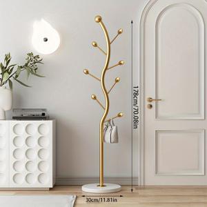 TEMU 6단 코트 걸이가 있는 스탠딩 코트 랙, 튼튼한 금속 나무 가지 디자인, 안정적인 원형 베이스, 다기능 침실 코트 랙, 휴대용 옷걸이, 바닥형 코트 랙, 공간 절약형