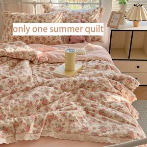 TEMU 1개 소프트 여름 얇은 퀼트, 스위트 공주 스타일 여름 시원 담요 - 가볍고 통기성 좋음, 세탁기 사용 가능, 여름에 완벽, 모든 계절에 적합한 얇은 퀼트, 침실, 게스트 룸 및 소파에 이상적|이불