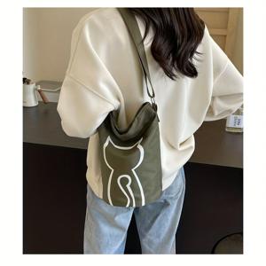 TEMU 2025년형 신상 스타일리시 다용도 여성 백팩, 대용량 숄더 크로스바디 백, 귀여운 고품질 고양이 버킷백