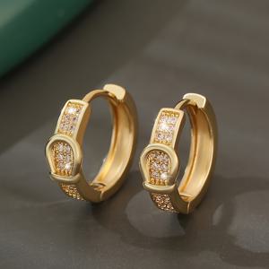 TEMU 고급스러운 클래식 구리 지르코늄 귀걸이 1쌍, 트렌디한 기하학적 라운드 스터드 귀걸이, 데이트용 완벽한 선물