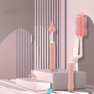 TEMU 3pcs 실리콘 청소 브러시 세트 - 젖꼭지, 빨대 및 용기 스크러버 포함 - 14세 이상의 이스터 선물로 이상적, 내구성이 뛰어난 실리콘 손잡이 안전합니다.