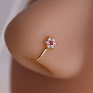 TEMU 1개 여성용 피어싱 없이 조절 가능한 U자형 코클립 - 레트로 스타일 레드 합성 지르코니아 꽃 코클립, 도금 코핀, 데일리웨어, 휴가, 파티 및 추수감사절 선물, 사계절 사용 가능