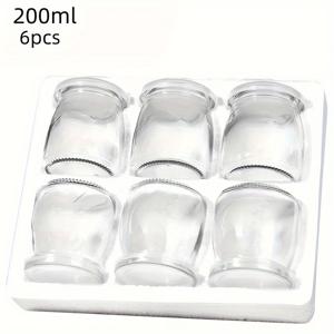 TEMU 뚜껑이 있는 유리 푸딩 병 6개 - 6.76온스