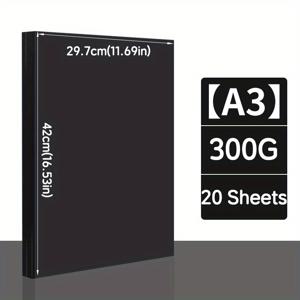 TEMU 20장의 검은색 판지 시트 - A4 & A3 사이즈, 180gsm-300gsm 두꺼운 카드스톡, 손그림 예술, 스크랩북킹, DIY 공예, 선물 포장 및 사무용품을 위한 크래프트 페이퍼 시트