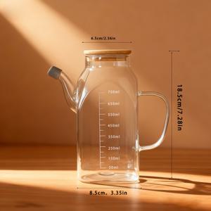 TEMU 1병, 유리 오일 병, 누수 방지 오일 주전자, 식초 병, 야외 바비큐 피크닉용 조미료 보관 용기, 주방 용품 오일 병