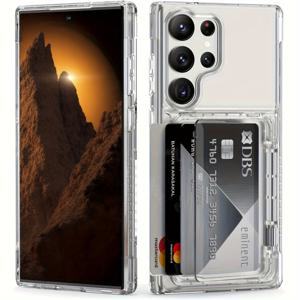 TEMU 갤럭시 S24 울트라/S24+/S23 플러스/S23 울트라용 지갑형 투명 폰 케이스 - 신용카드 홀더 포함, 갤럭시 S24 울트라/S23+ 커버 펀다 코크|카드지갑|휴대폰케이스