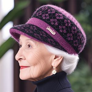 TEMU 여성용 패셔너블 겨울 귀마개 모자 - 편안하고 신축성 있는 따뜻한 기모 안감 모자, 중년 어머니에게 적합, 야외 활동에 적합