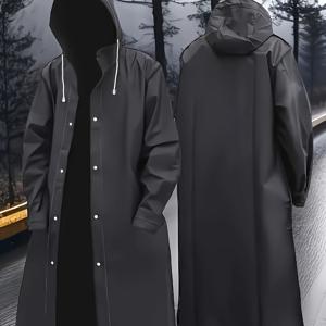 TEMU 패셔너블 통기성 후드 버튼 - 재사용 가능한 두꺼운 EVA 고품질 폰초, 성인용, 하이킹, 야외 활동 및 일상 사용에 적합, 하이킹 레인 기어, 긴 소매 , 광택 표면