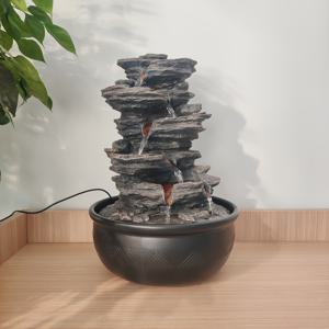 TEMU 데스크탑 분수대 - 15.35인치 실내 폭포와 3개의 LED 조명, 편안한 데스크탑 분수, 자동 펌프 및 실내외 바위폭포 소리 기능이 있는 휴식용 소품, 홈 오피스 책상 장식 선물 아이디어에 완벽함