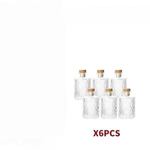 TEMU 투명 유리병 200ml 6개 세트, 음료, 오일, 콤부차, 소다용, 코르크 밀봉 뚜껑 포함