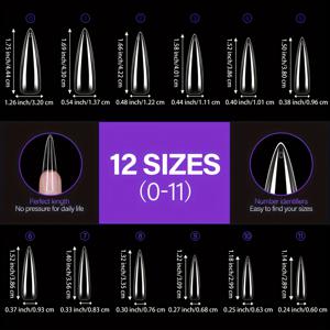 TEMU 96개 HOTWAY 롱 아몬드 아크릴 네일 팁 - 12가지 사이즈, 양면 투명 매트 마감, 홈 매니큐어용 내구성 있는 DIY 네일 익스텐션, 여성에게 완벽한 선물, 네일 케어 필수품, 세련된 네일 디자인