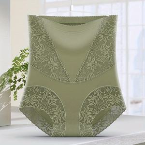 TEMU 1개 여성용 하이웨이스트 쉐이퍼웨어 텀미 컨트롤 팬티 레이스 슬리밍 속옷 여성 웨이스트 트레이너 바디 셰이퍼 속옷 사계절용, 플러스 사이즈