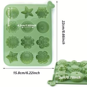 TEMU 1 실리콘 12구 꽃 모양 사탕 몰드 | 초콜릿, 푸딩, 케이크 장식, 비누, 양초 등에 적합 | 브랜드: AILEHOPY