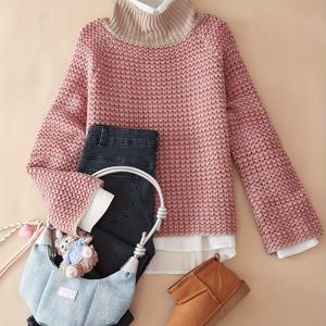 TEMU 레이첼 스타일리시 레이스 스웨터, 여성용 스탠드업 칼라