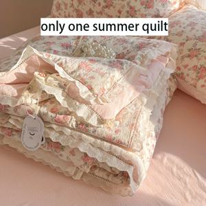 TEMU 1개 1개 초소형 여름 침대 스프레드 - 가볍고 시원한 침대 커버, 침대, 소파 및 게스트룸에 적합 - 레이스, 세탁기 사용 가능한 얇은 이불, 따뜻한 날씨 및 연중 사용 가능한 통기성