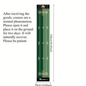 TEMU 휴대용 골프 연습 매트 (20In x 94.9In) - 타겟 점수 시스템이 있는 녹색 트레이닝 매트, 가정 및 사무실 사용에 적합, 실내 및 실외 사용 가능, 폴리에스터 소재