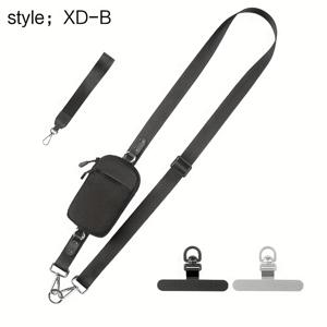 TEMU 블랙 스타일리시 지퍼 포켓 휴대폰 끈, 조절 가능한 나일론 휴대폰 스트랩 클립 포켓, 남녀공용 가벼운 일상 가방