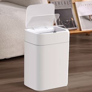 TEMU 2개/1개 욕실 자동 , 센서식 12리터/19리터 슬림 플라스틱 스마트 뚜껑 포함, 주방용, 쉬운 분류, 슬림 디자인, 화이트 터치리스 전동 휴지통, 4.23갤런/3.17갤런 인텔리전트 , 주방, 가정, 화장실, 사무실 , 팜하우스 스타일 휴지바구니|쓰레기통