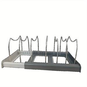 TEMU 1개 확장형 냄비 뚜껑 보관 랙 - 배수 시스템이 있는 조절 가능한 주방 캐비닛 정리함, 스테인리스 스틸 다층 랙, 조리대 및 싱크대 밑 정리에 적합