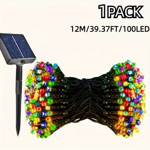 TEMU 정원 장식을 위한 야외 태양광 스트링 조명 세트 - 8가지 모드, 7M/12M/22M 길이로 제공, 50/100/200 LED 태양광 요정 조명 옵션, 마당, 정원, 파티, 축제 시즌 야외 사용에 적합