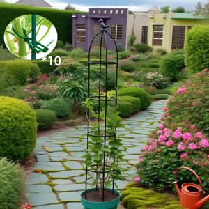 TEMU 유럽 스타일 정원 등반 울타리 및 장식 지지 프레임 (포도, 화분 식물, 장미에 적합). 식물용 플라스틱 격자로 제작된 실용적인 정원 구조, 사다리 디자인에 10개의 유용한 덩굴 클립 포함|화분