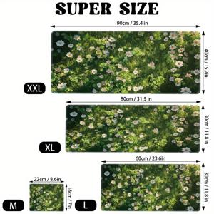 TEMU 2D 플랫 XXL XL L M 초대형 게이밍 마우스 패드, 푸른 초원과 데이지 꽃이 돋보이는 넉넉한 데스크 매트 - PC, 애니메이션, 감성적인 컴퓨터 장식에 적합