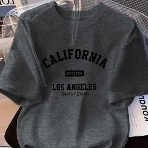 TEMU 컬리지 스트리트 스타일의 소프트 반팔 티셔츠를 입는 그룹을 위한 지원, 프린트 디자인, 스탠다드 사이즈, 루즈하고 트렌디하며 편안한 캐주얼 패션에 적합. 여성용 반팔 - 세탁기 사용 가능.|반팔티|반팔티셔츠